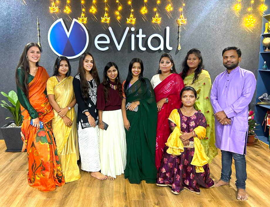 evitalrx pharmacy software employee hamid getting christmas gift at new year celebration party at evital office in ahmedabad